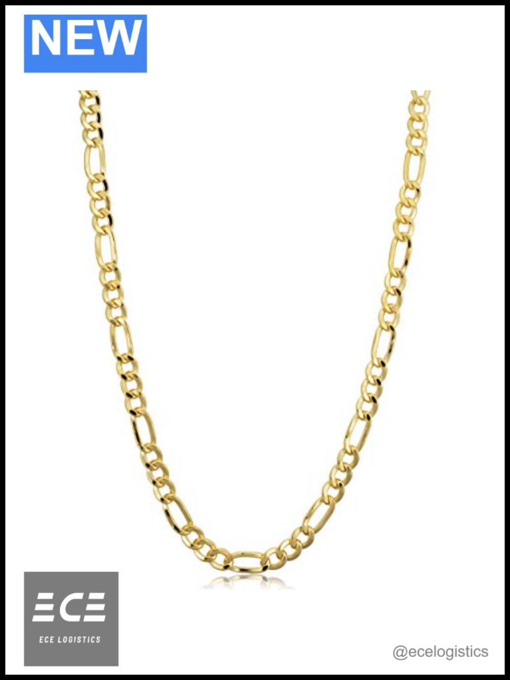 14k Gold Filled Figaro Chain Necklace 4.35mm Lobster Clasp 20in